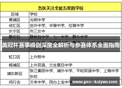 美冠杯赛事级别深度全解析与参赛体系全面指南